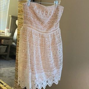 Lace strapless mini dress